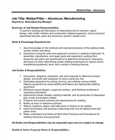 sheet metal welder job description